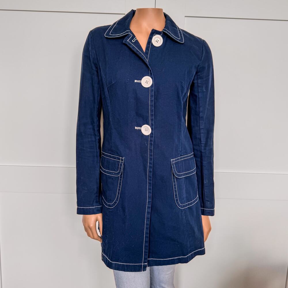 Libertine for Target, Navy Trench Coat/Jacket w/ Oversized Buttons-Women’s Small